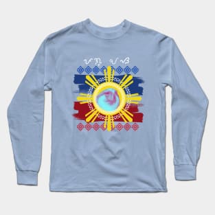 Philippine Eagle Sun with Baybayin Script Pag-asa (Hope) Long Sleeve T-Shirt